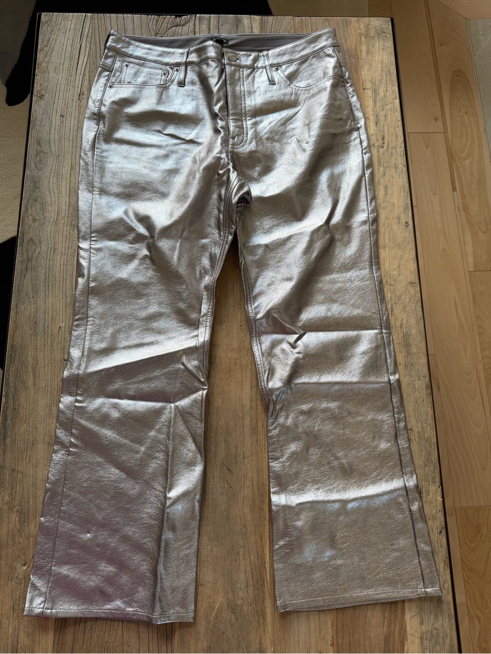 J. Crew Metallic Silver Wide-Leg Jeans